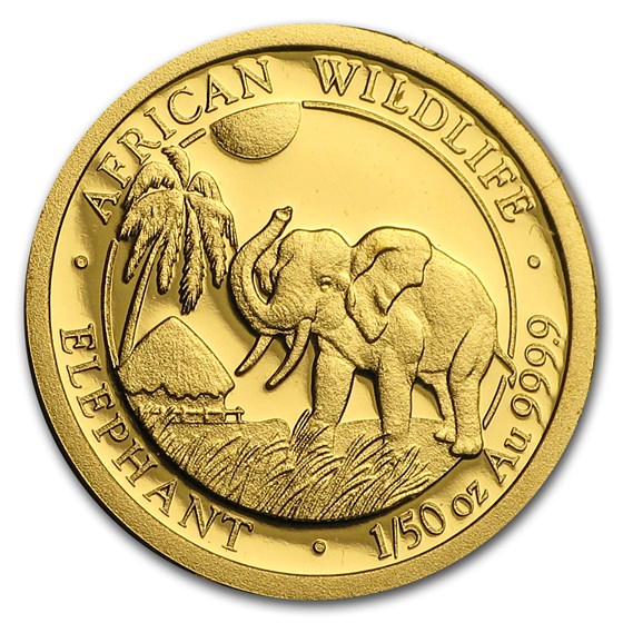 2017 Somalia 1/50 oz Gold African Elephant BU 2017 Somalia 1/50 oz Gold African Elephant BU
